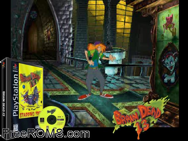 Brain Dead 13 [Disc1of2] PSX game showing 3D box cover and gameplay screenshot